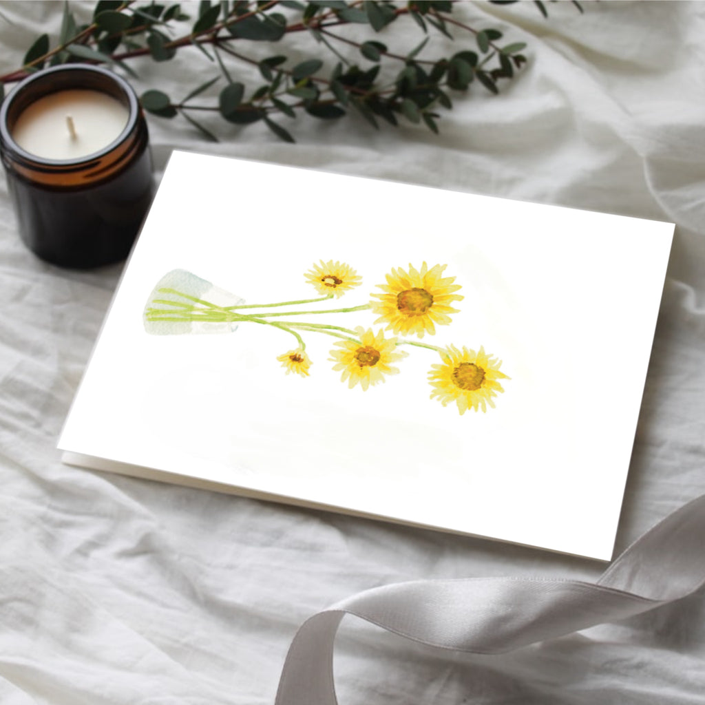 Sunflower Greeting Card – Hand-Painted Watercolor Design – Blank Inside, 5x7 Inch Card with Envelope – All-Purpose Card for Any Occasion