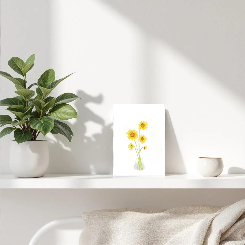 Sunflower Greeting Card – Hand-Painted Watercolor Design – Blank Inside, 5x7 Inch Card with Envelope – All-Purpose Card for Any Occasion