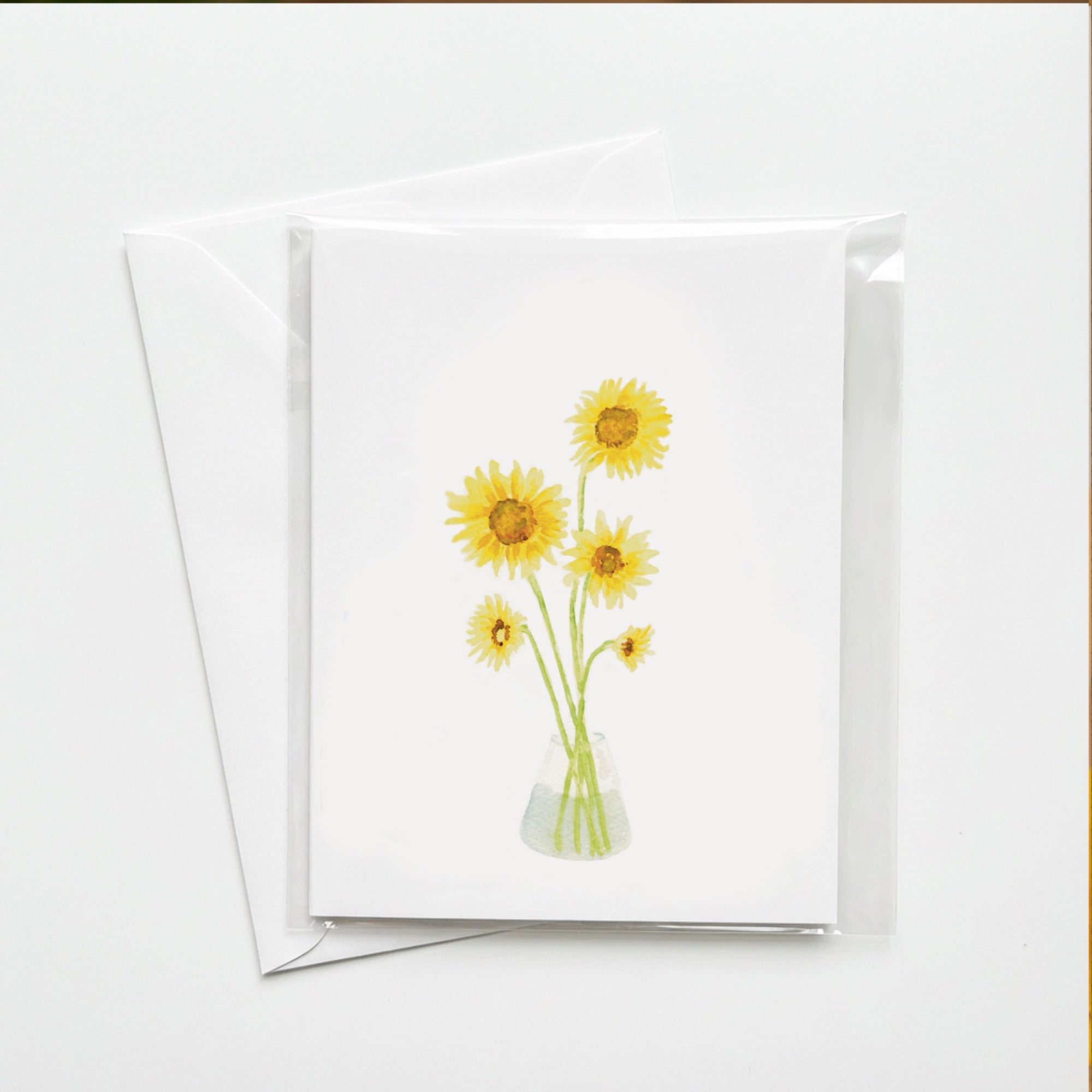 Sunflower Greeting Card – Hand-Painted Watercolor Design – Blank Inside, 5x7 Inch Card with Envelope – All-Purpose Card for Any Occasion