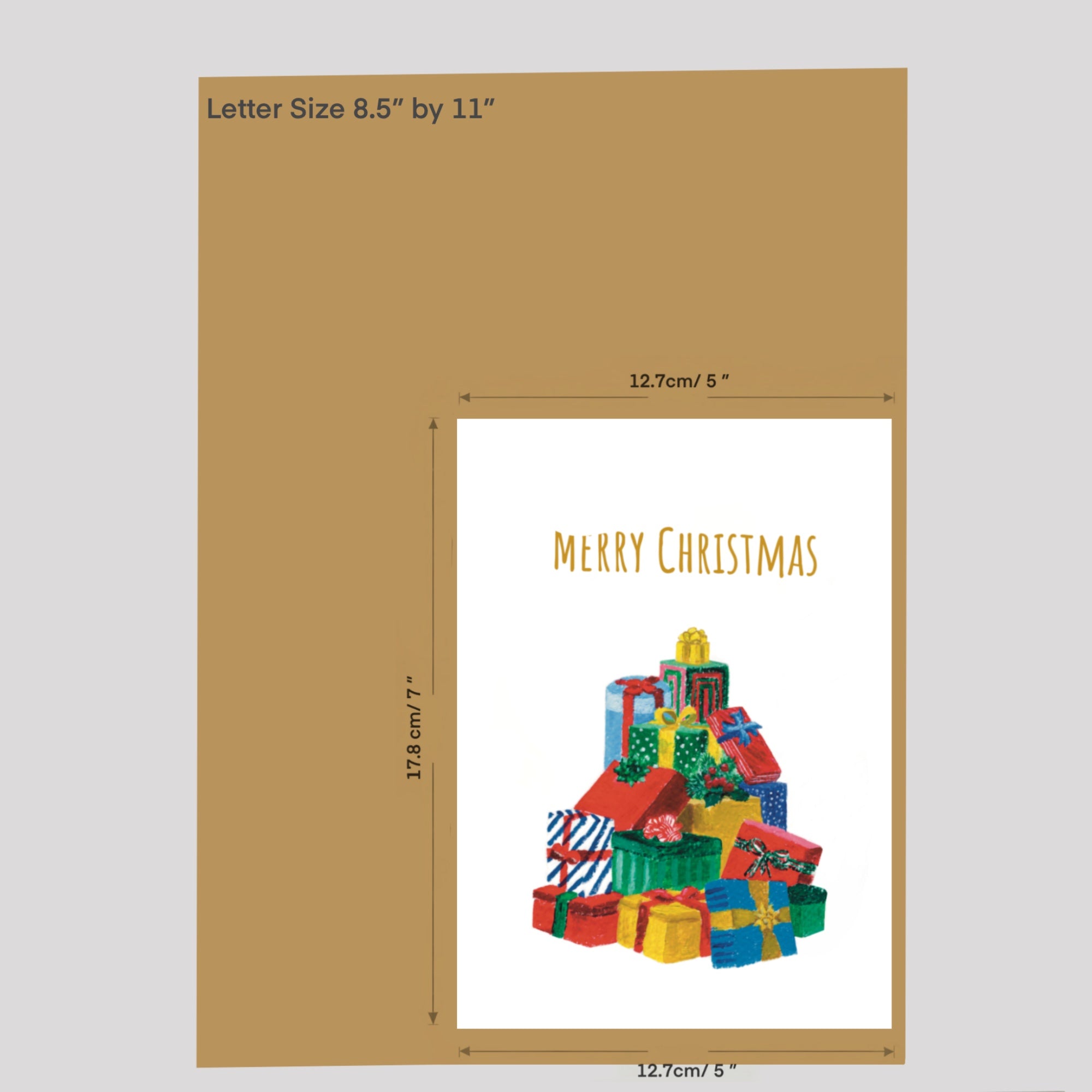 Merry Christmas Greeting Card – Christmas Gifts Illustration – Blank Inside, 5x7 Inch Card with Envelope – Perfect for Holiday Wishes and Gifts